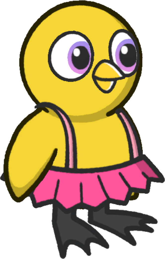 Tutu, colour option 5, on a yellow duck
