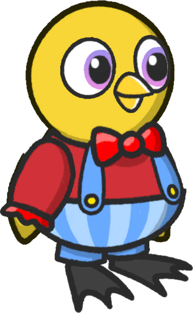 Clown Costume, colour option 1, on a yellow duck