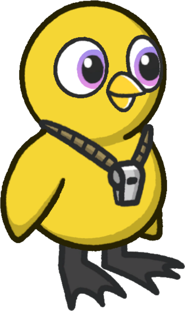 Whistle, colour option 1, on a yellow duck