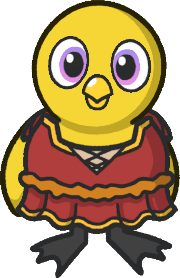 Front view of a yellow duck wearing Eternal flame