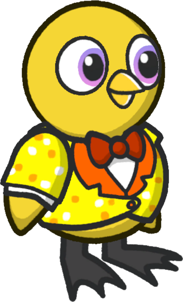 Goldie's Costume, colour option 3, on a yellow duck