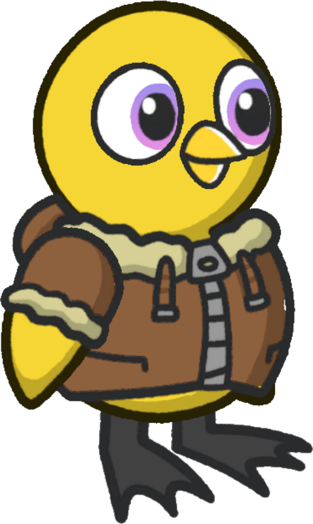 Coat, colour option 2, on a yellow duck