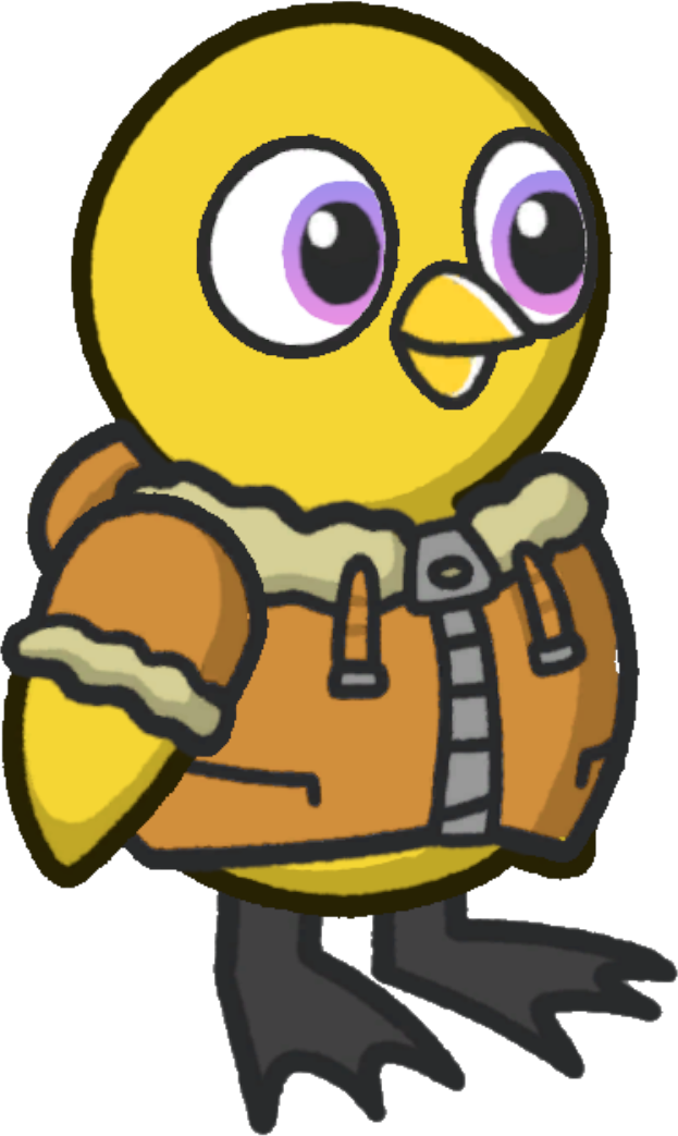 Coat, colour option 3, on a yellow duck