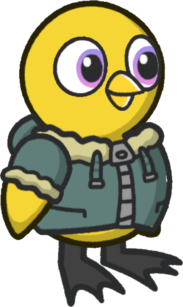 Coat, colour option 6, on a yellow duck