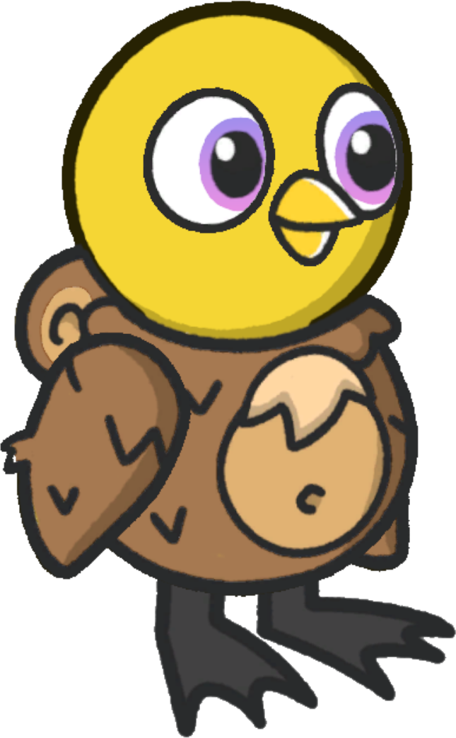 Squirrel costume, colour option 1, on a yellow duck