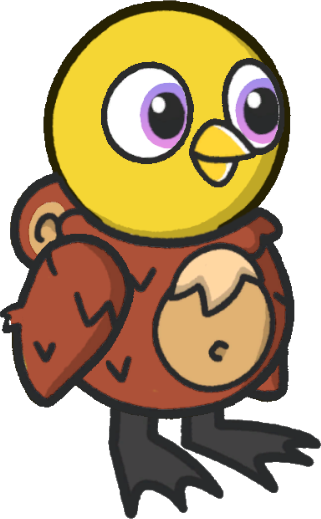 Squirrel costume, colour option 3, on a yellow duck