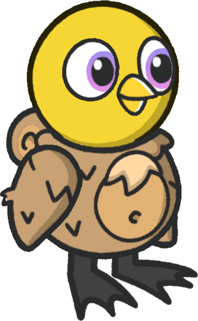 Squirrel costume, colour option 4, on a yellow duck
