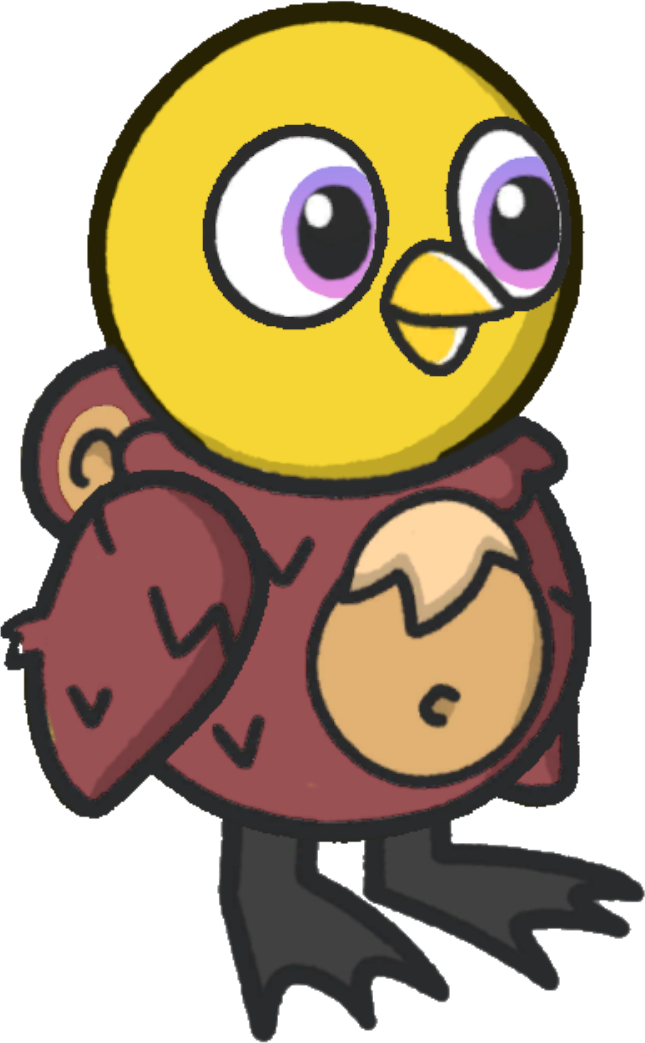 Squirrel costume, colour option 5, on a yellow duck