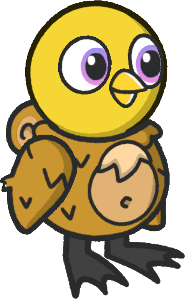 Squirrel costume, colour option 6, on a yellow duck
