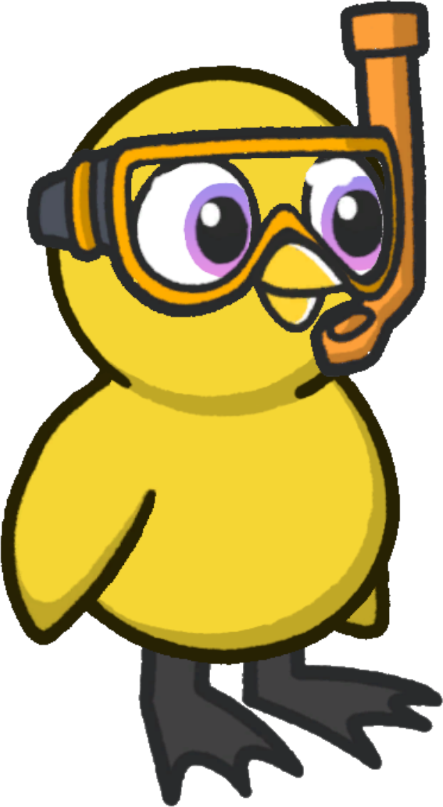 Snorkeling gear, colour option 3, on a yellow duck