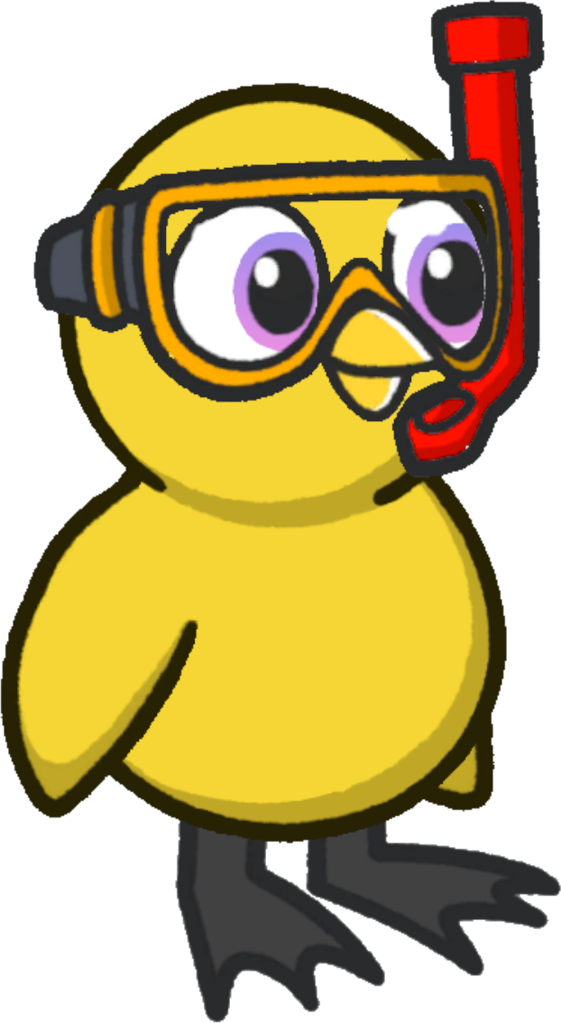 Snorkeling gear, colour option 5, on a yellow duck