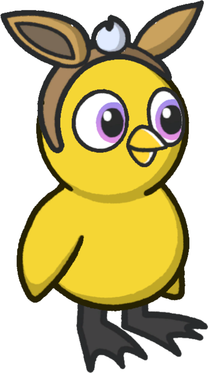 Rabbit ears, colour option 1, on a yellow duck