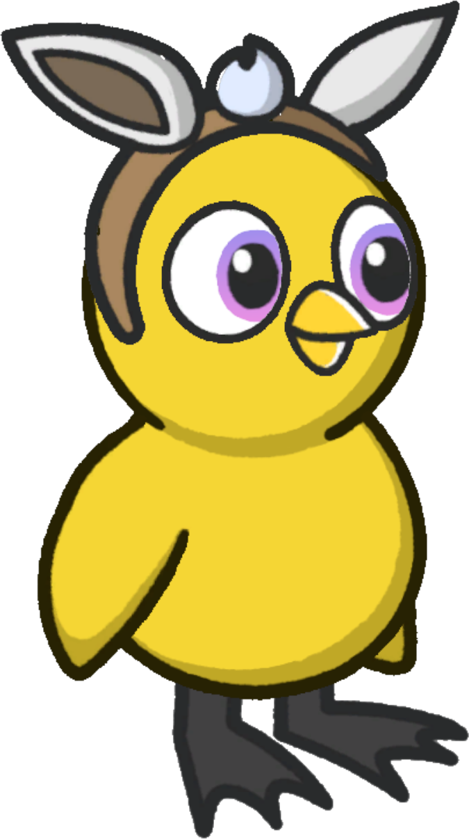 Rabbit ears, colour option 3, on a yellow duck
