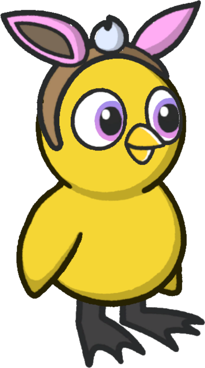 Rabbit ears, colour option 4, on a yellow duck