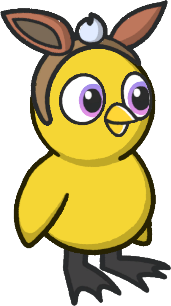 Rabbit ears, colour option 5, on a yellow duck