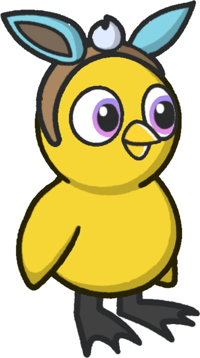 Rabbit ears, colour option 6, on a yellow duck