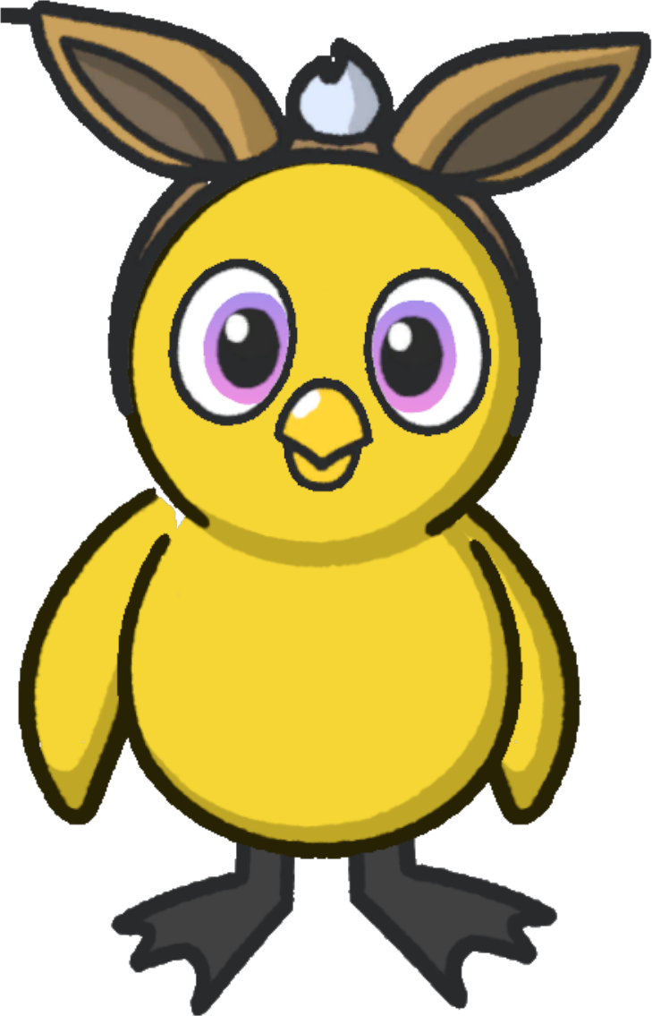 Front view of a yellow duck wearing Rabbit ears