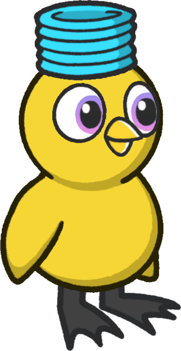 Giant spring, colour option 3, on a yellow duck