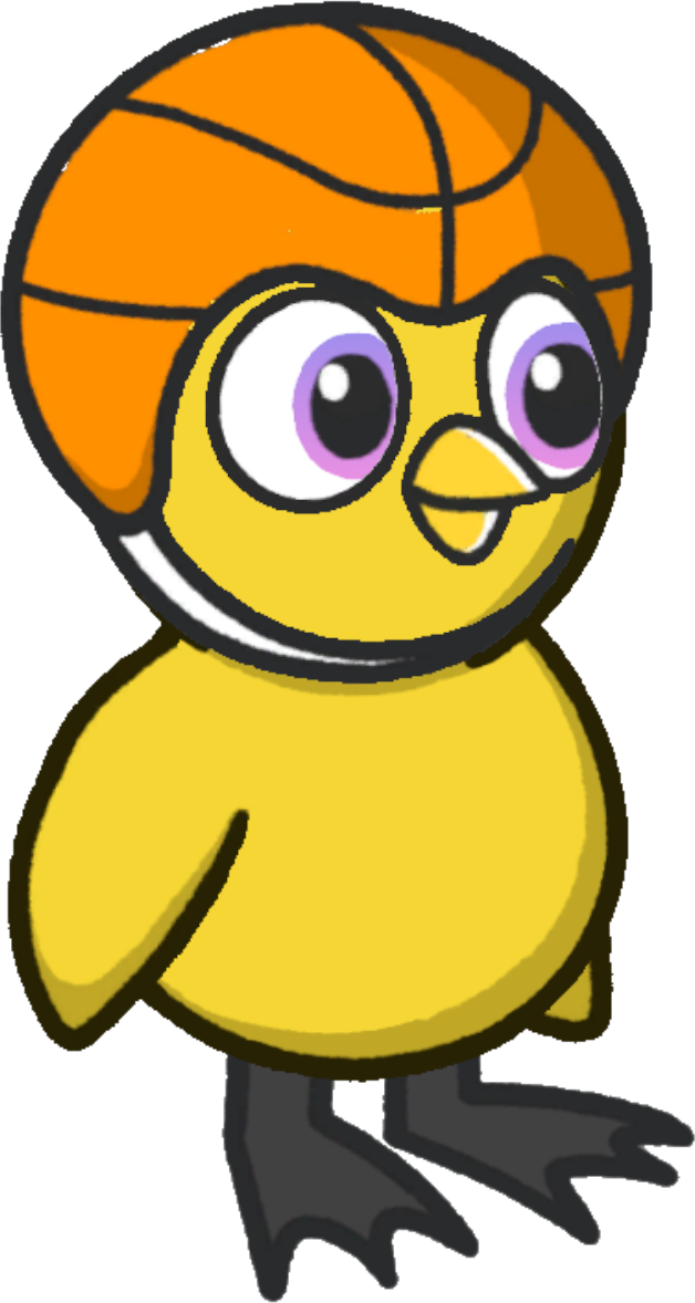Basketball head, colour option 2, on a yellow duck
