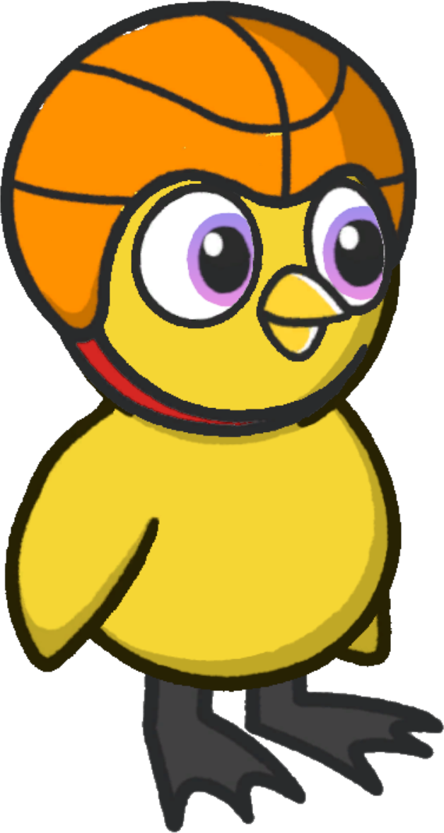Basketball head, colour option 3, on a yellow duck