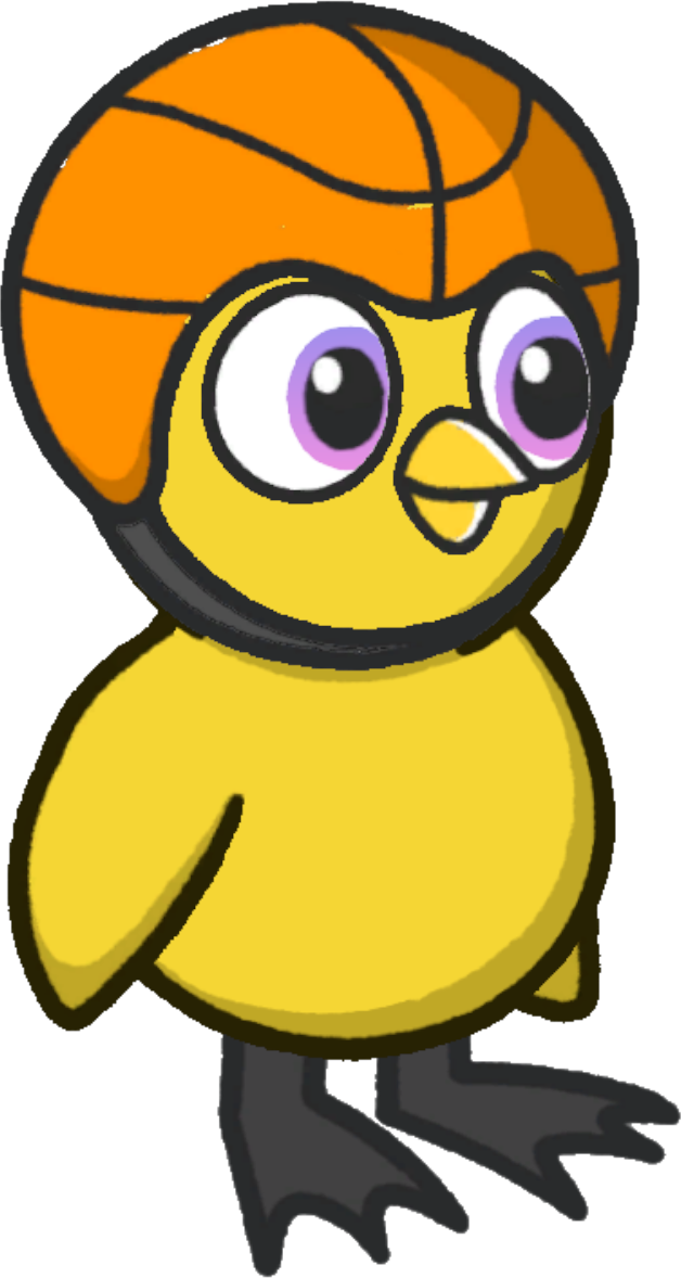 Basketball head, colour option 4, on a yellow duck