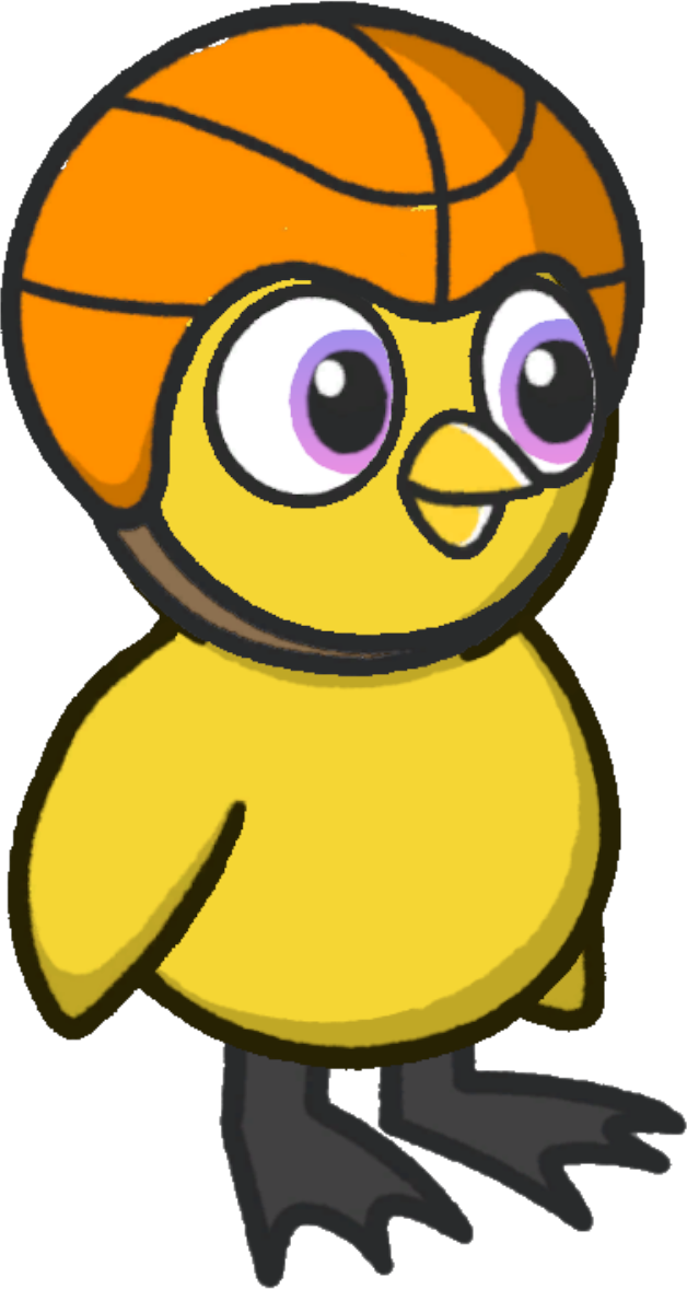 Basketball head, colour option 5, on a yellow duck
