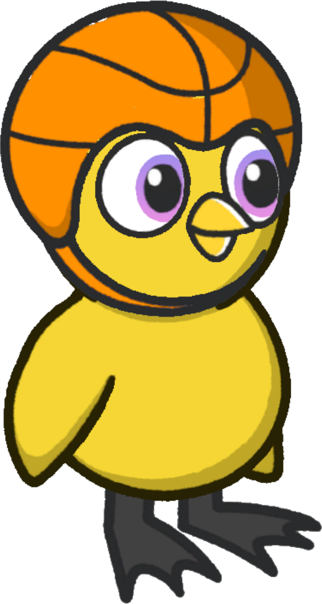 Basketball head, colour option 6, on a yellow duck