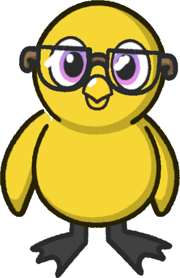Front view of a yellow duck wearing Glasses