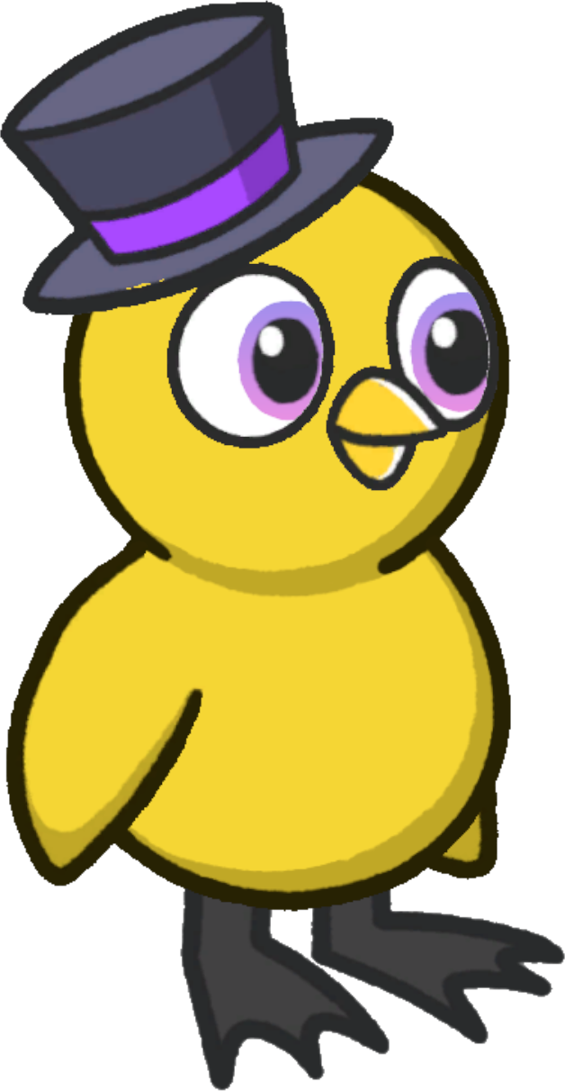 Top hat, colour option 6, on a yellow duck
