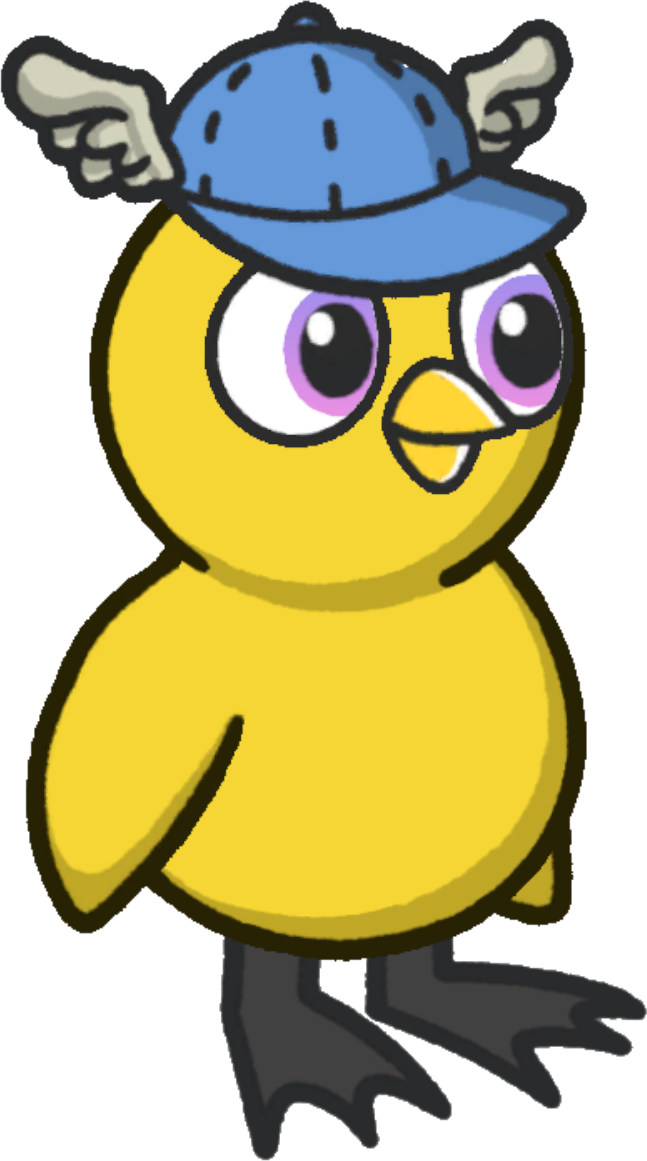 Side view of a yellow duck wearing Wing cap