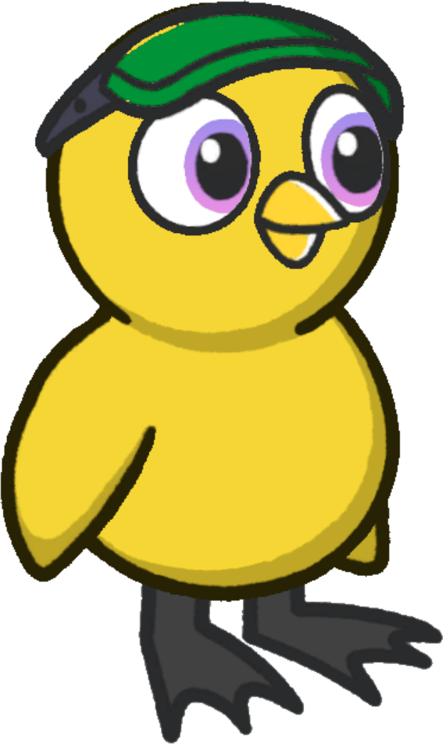 Side view of a yellow duck wearing Visor