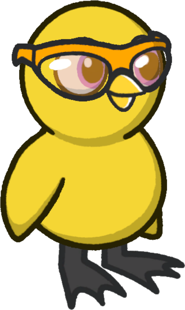 Side view of a yellow duck wearing Wrap around sunglasses