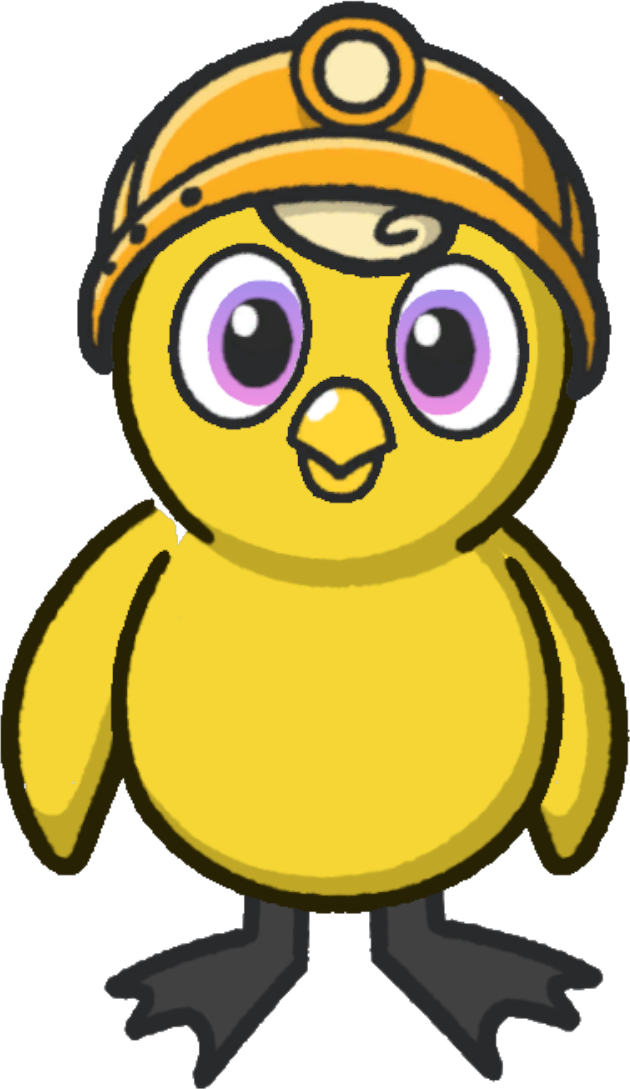 Front view of a yellow duck wearing Headlamp
