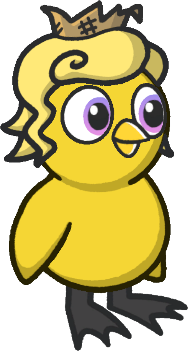 Powdered wig, colour option 2, on a yellow duck