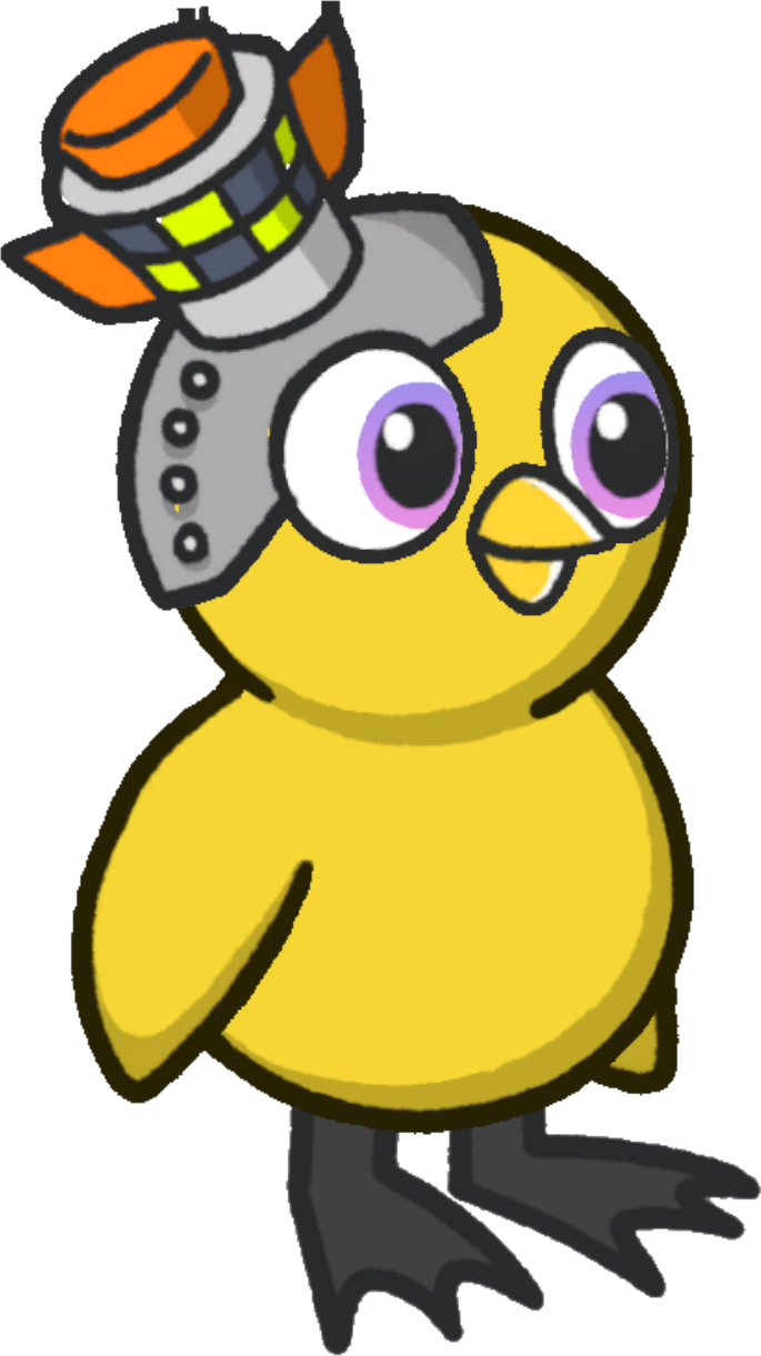 Rocket head, colour option 2, on a yellow duck
