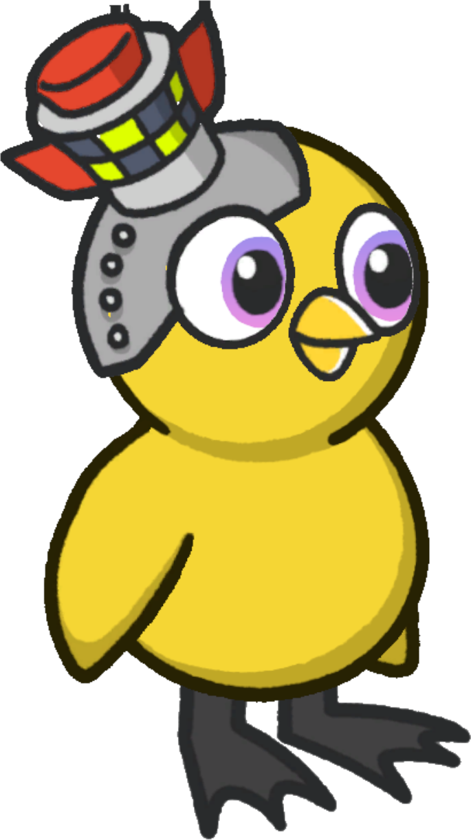 Rocket head, colour option 3, on a yellow duck