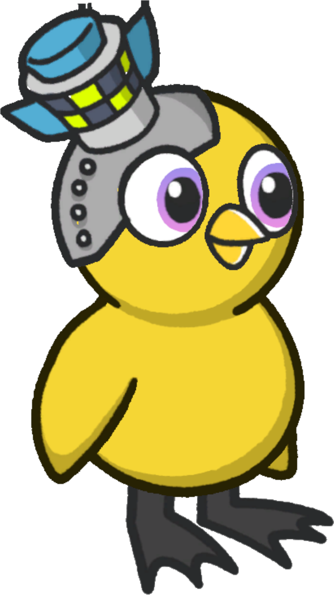 Rocket head, colour option 4, on a yellow duck