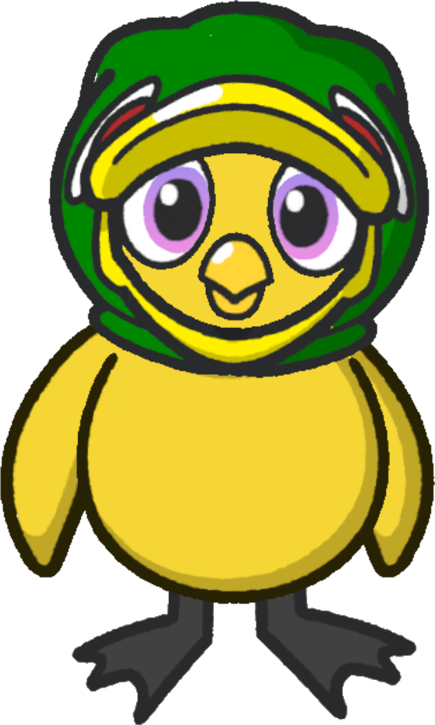 Front view of a yellow duck wearing Mallard Gang Hat