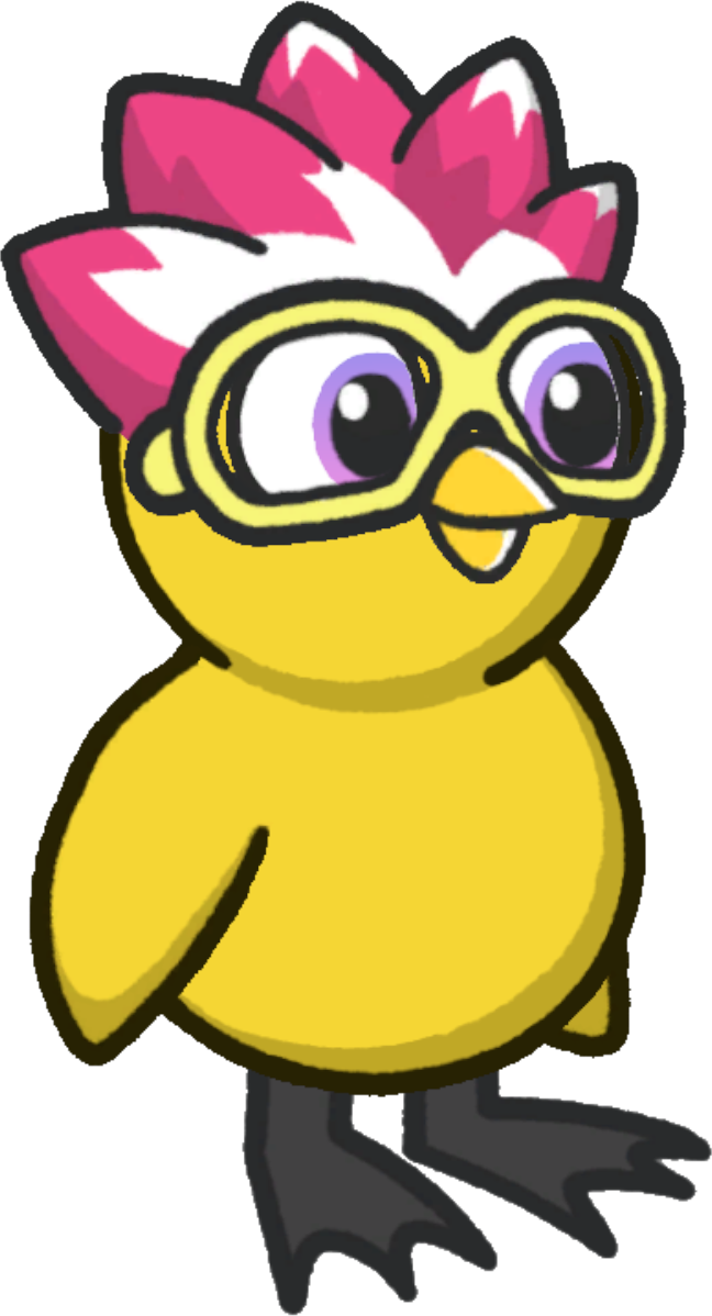 Scruffy's Hair, colour option 2, on a yellow duck