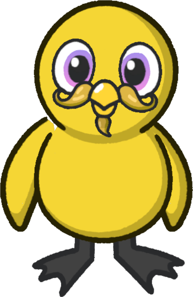 Front view of a yellow duck wearing Salvagord Dali's Moustache