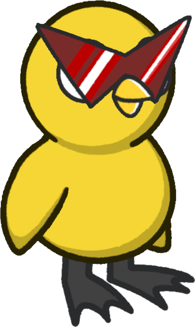Gordo's Glasses, colour option 1, on a yellow duck