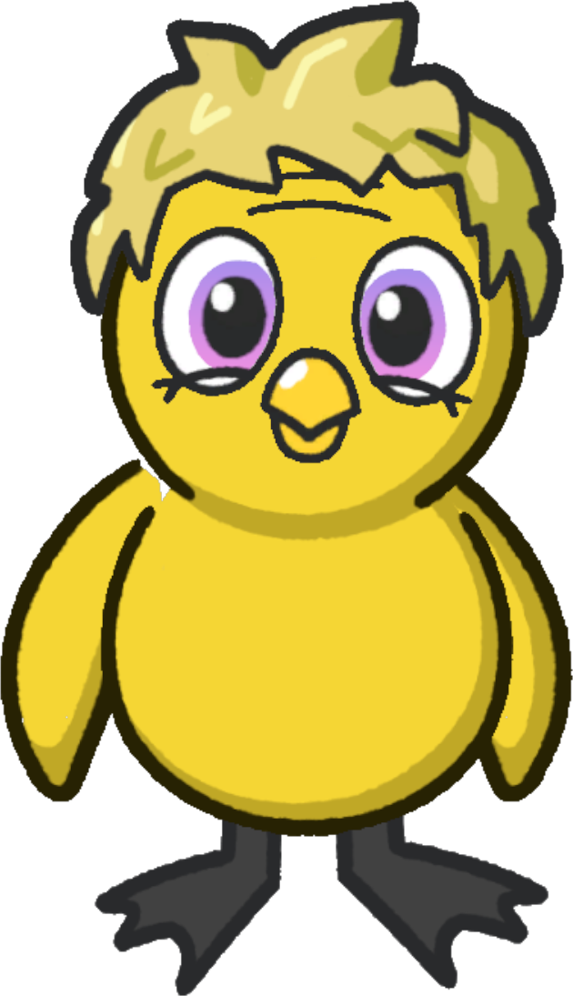 Front view of a yellow duck wearing Chef Gordon's Hair