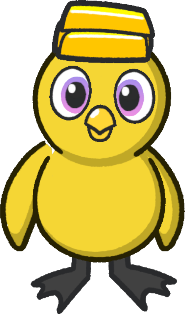 Front view of a yellow duck wearing Goldie's Headpiece