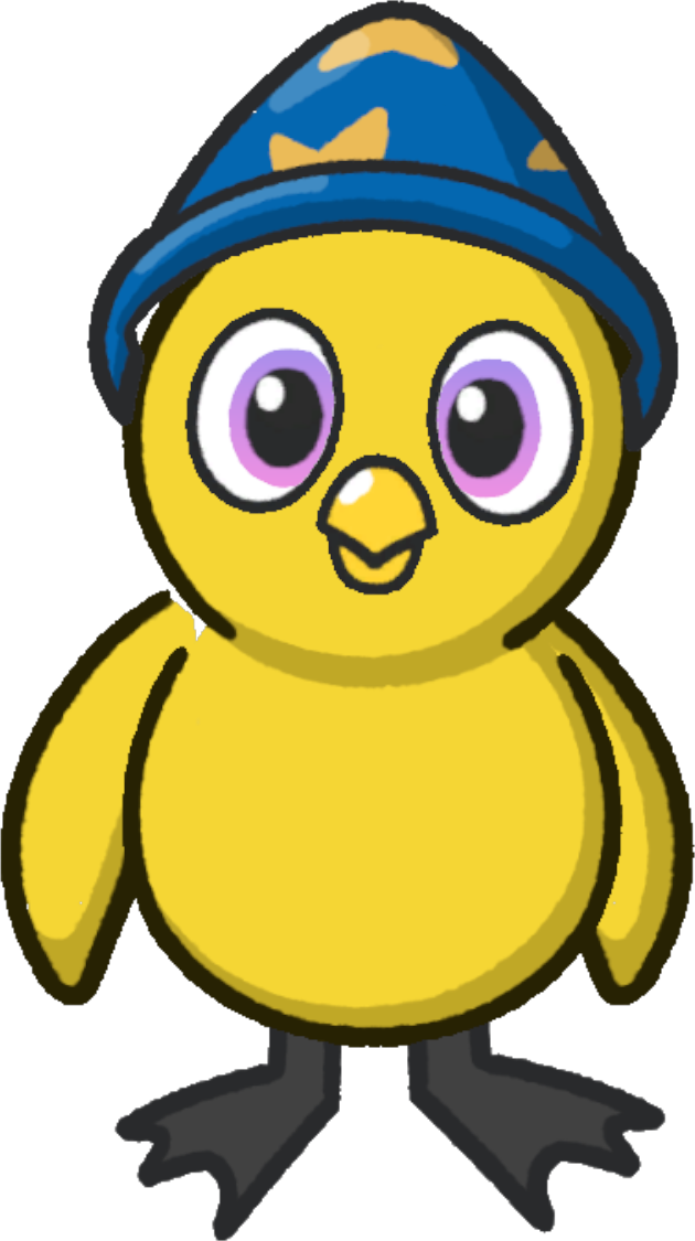 Front view of a yellow duck wearing Dumbleduck's Hat