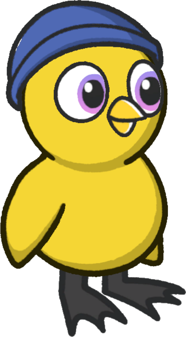 Beanie, colour option 1, on a yellow duck