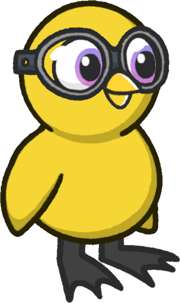 Goggles, colour option 1, on a yellow duck