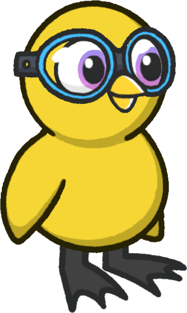 Goggles, colour option 2, on a yellow duck