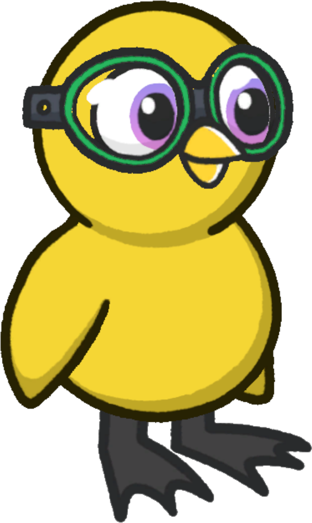 Goggles, colour option 4, on a yellow duck