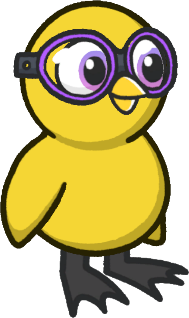 Goggles, colour option 5, on a yellow duck