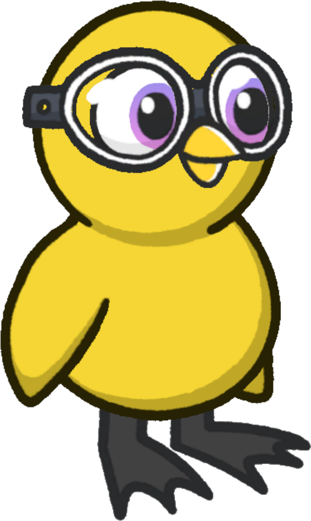 Goggles, colour option 6, on a yellow duck